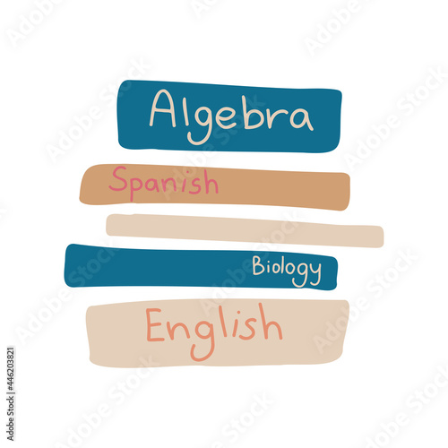 Isolated vector colorful illustration design tile of textbooks in pastel tones