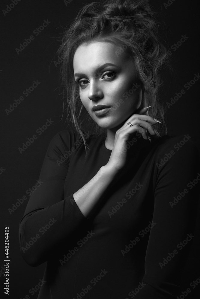 Monochrome studio portrait of a glorious woman Monochrome studio portrait of a glorious woman