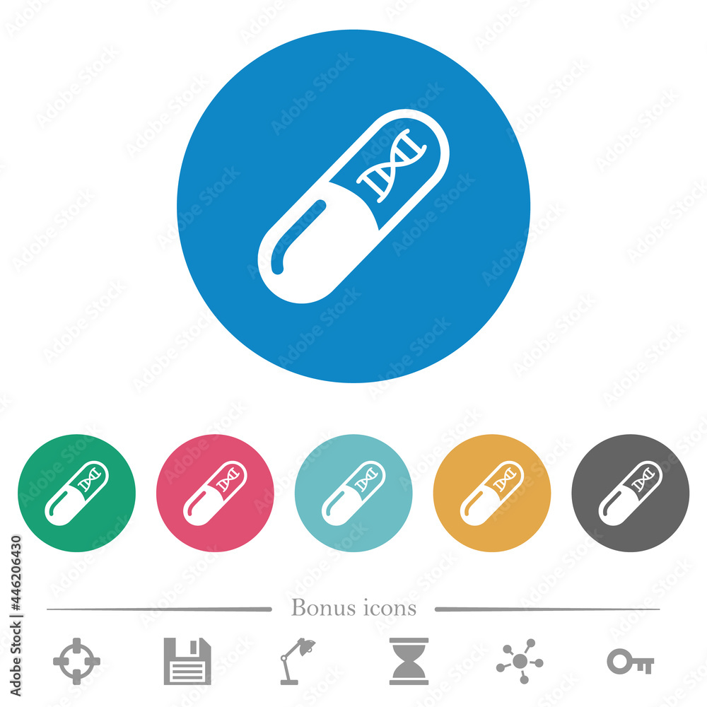 Medicine with dna molecule flat round icons Medicine with dna molecule flat round icons