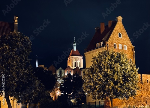 European church at night