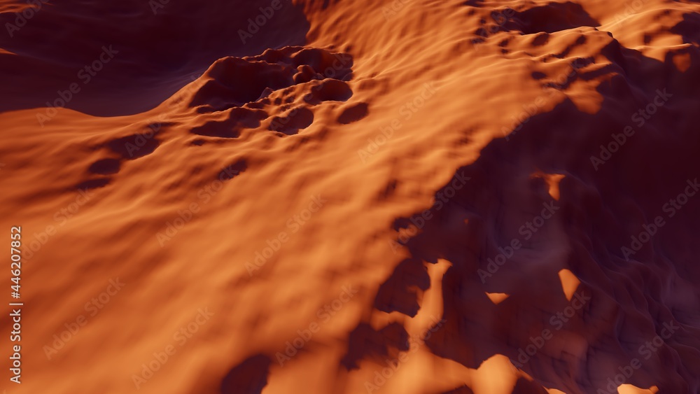 Relief mountain background pattern of crystal faces of red planet 3d render