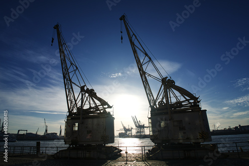 Old port cranes in Hamburg
