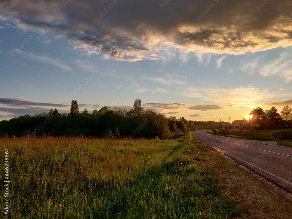 summer sunset in the countryside