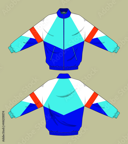retro vintage windbreaker jacket template