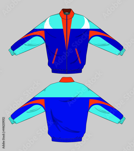 retro vintage windbreaker jacket template