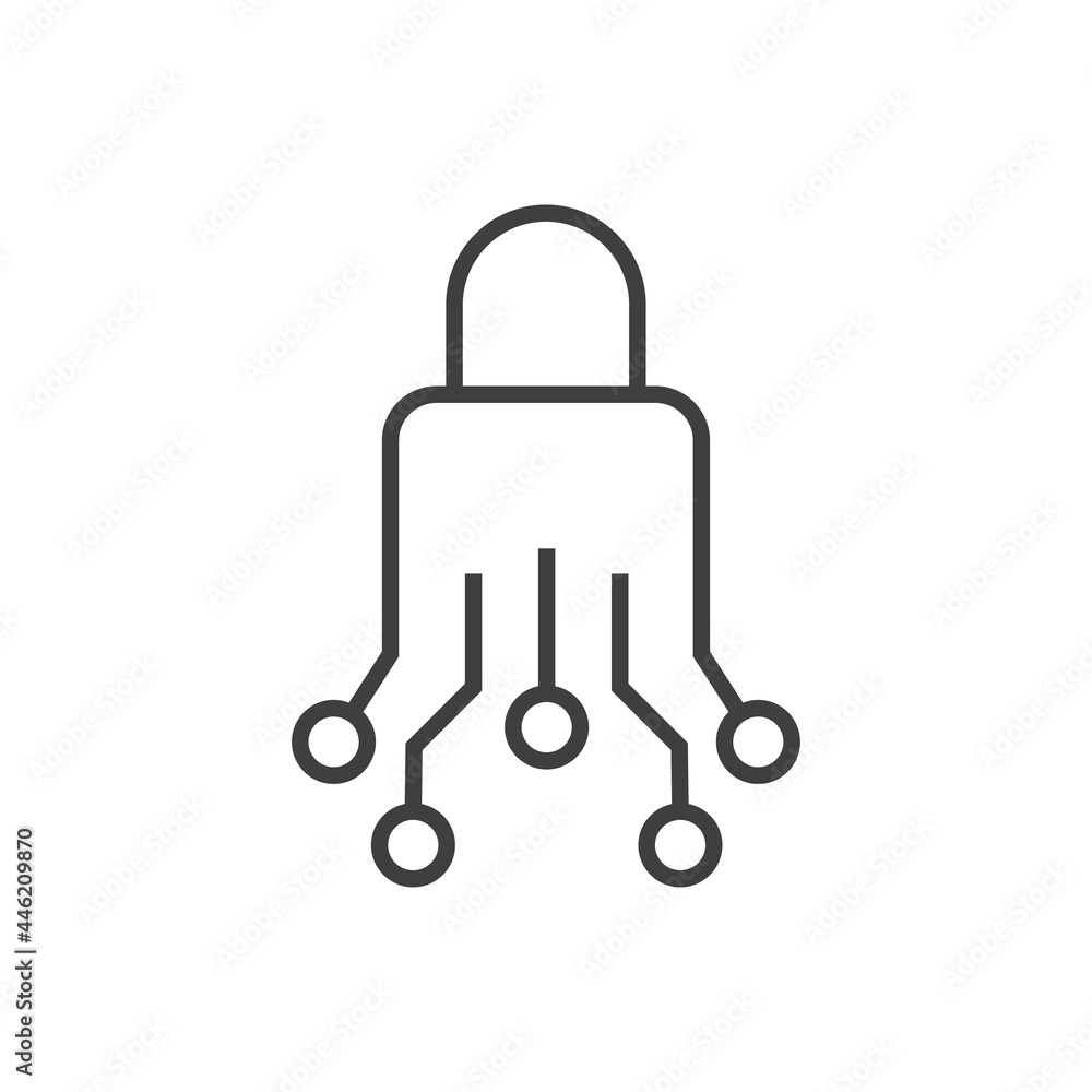 Tecnología de cyber seguridad. Logotipo con candado con circuito electrónico con lineas en color gris Tecnología de cyber seguridad. Logotipo con candado con circuito electrónico con lineas en color gris