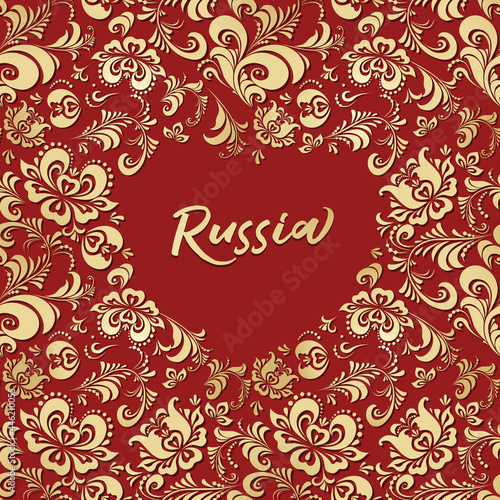 Konstfotografi Russian folk art. Khokhloma painting. Seamless pattern.
