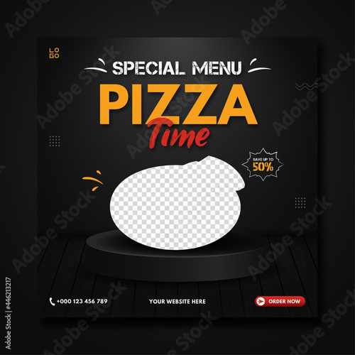 Special menu pizza time social media banner templatee