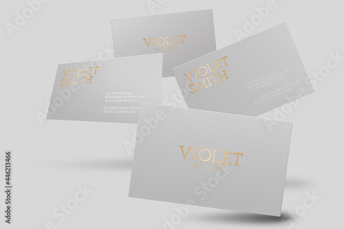Business card mockup vector in gray with front and rear view