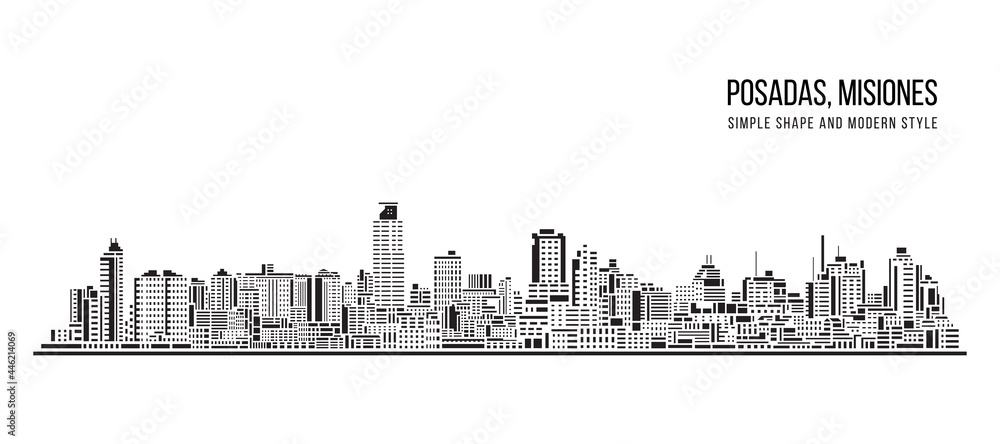 Cityscape Building Abstract Simple shape and modern style art Vector design - Posadas, Misiones