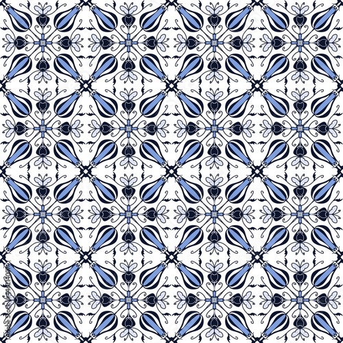 Abstract vintage blue mosaic pattern for background.