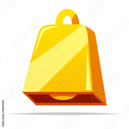 Golden cow bell vector isolated illustration