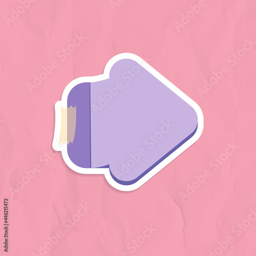 Purple arrow shaped reminder note sticker vector