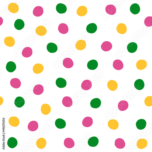 rainbow colorful seamless vector pattern background illustration with polka dots	