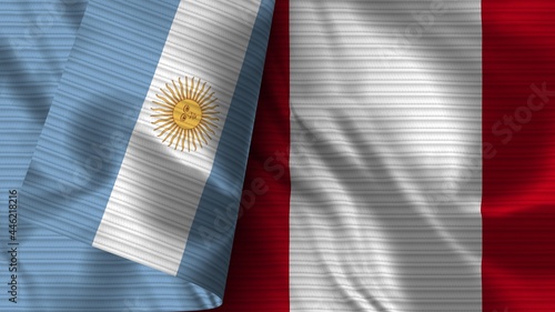 Peru and Argentina Realistic Flag – Fabric Texture 3D Illustration