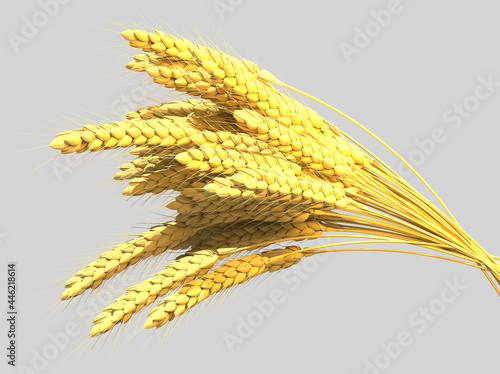 goldish rye bunch, farm crop isolated - nature 3D rendering