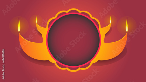 beautiful blank banner with oil lamps, free space for text