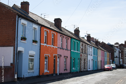 Rows of multi coloured housing in Gloucester in the United Kingdom