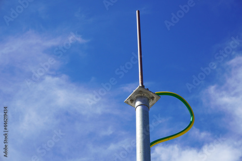 Slika na platnu Thunder arrester lightning protection system at oil and gas plant
