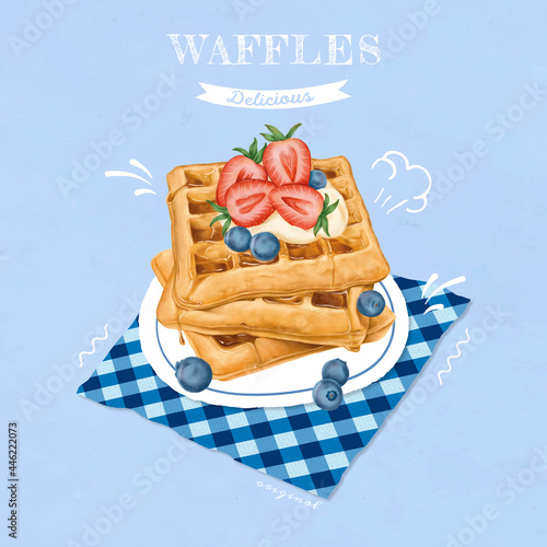 Hand drawn sweet waffles vector
