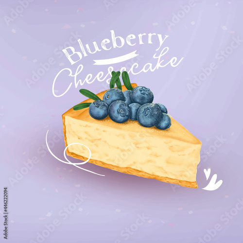 Hand drawn blueberry cheesecake vector