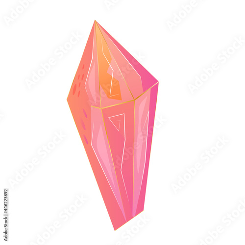 Beautiful crystal, gem, jewel is isolated on white background. A colorful stone for games and applications. Vector illustration in cartoon style.