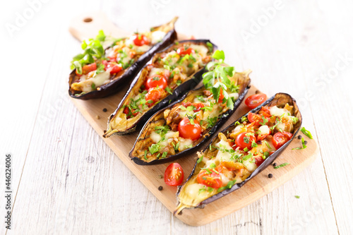 baked eggplant with vegetable and cheese