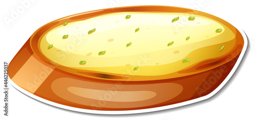 Garlic bread sticker on white background