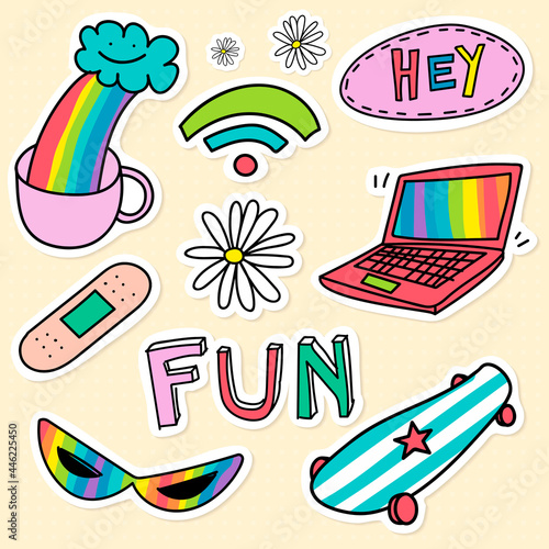 Creative cool pop art sticker collection vector