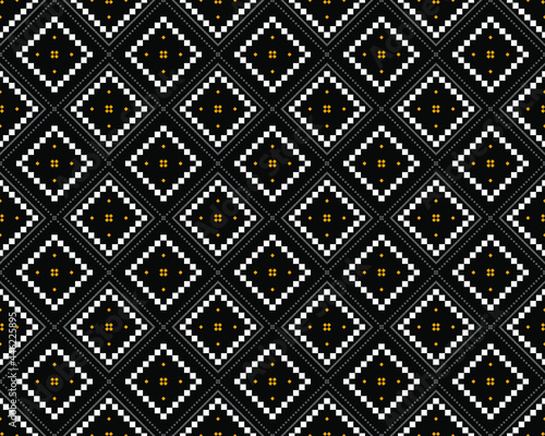 Geometric ethnic oriental seamless pattern traditional Design for background,carpet,wallpaper.clothing,wrapping,Batik fabric,Vector illustration.embroidery style - Sadu, sadou, sadow or sado