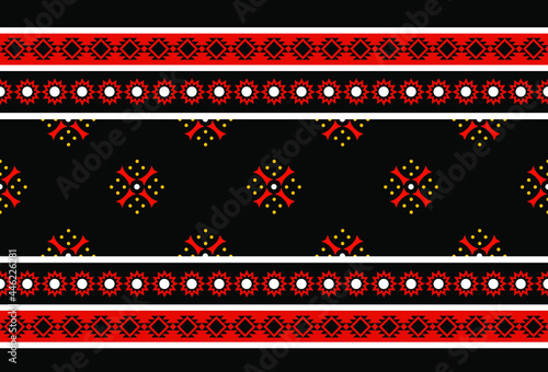 Geometric ethnic oriental seamless pattern traditional Design for background,carpet,wallpaper.clothing,wrapping,Batik fabric,Vector illustration.embroidery style - Sadu, sadou, sadow or sado