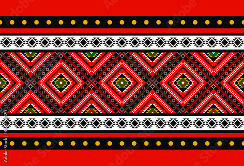 Geometric ethnic oriental seamless pattern traditional Design for background,carpet,wallpaper.clothing,wrapping,Batik fabric,Vector illustration.embroidery style - Sadu, sadou, sadow or sado photo