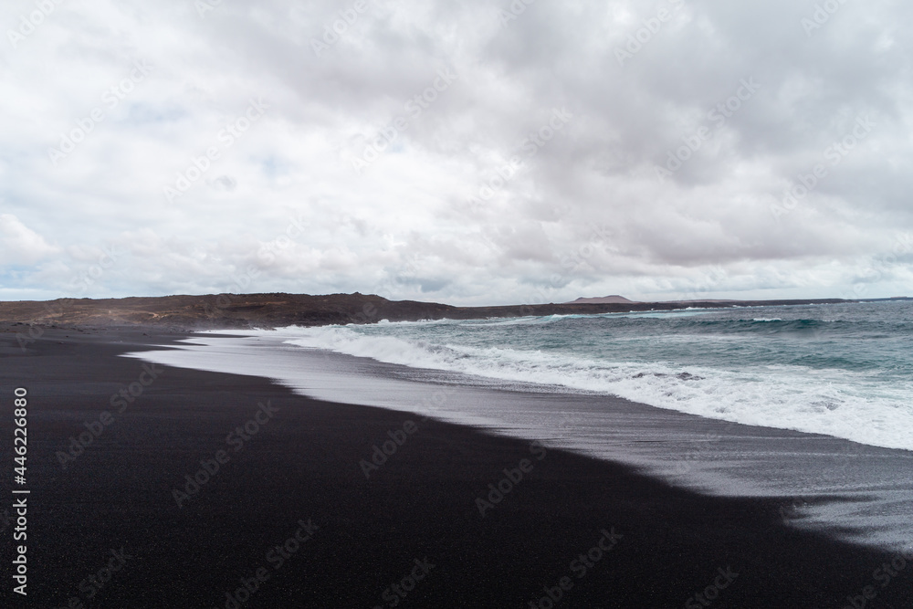 A view of a beach of Lanzarote, Canary Islands, Spain. A view of a beach of Lanzarote, Canary Islands, Spain.