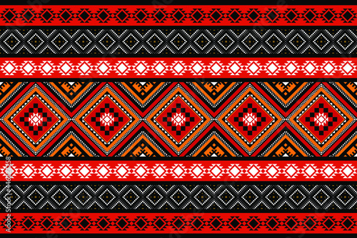 Geometric ethnic oriental seamless pattern traditional Design for background,carpet,wallpaper.clothing,wrapping,Batik fabric,Vector illustration.embroidery style - Sadu, sadou, sadow or sado