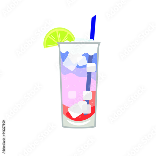 vector illustration multicolored cocktail with lemon and ice