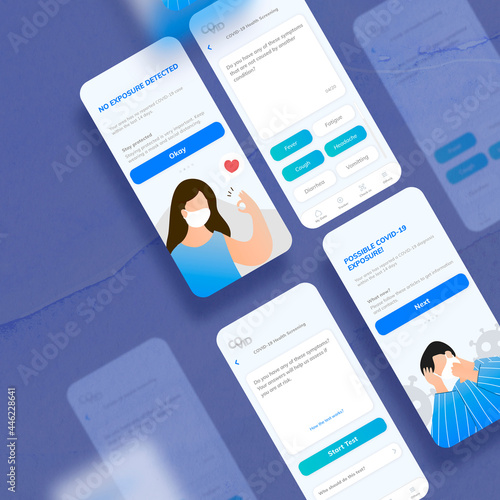 COVID-19 health screening application template vector mobile screen