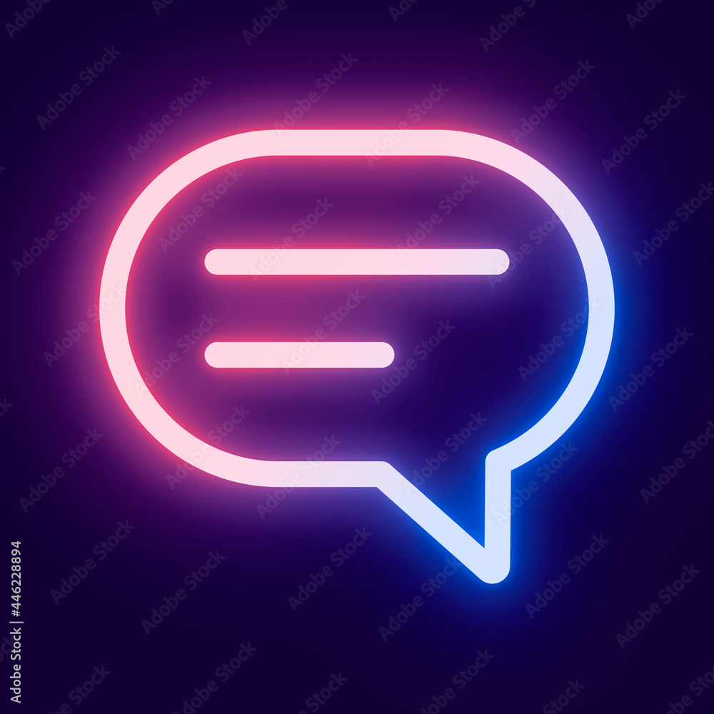 Fototapeta premium Message social media icon vector in pink neon style