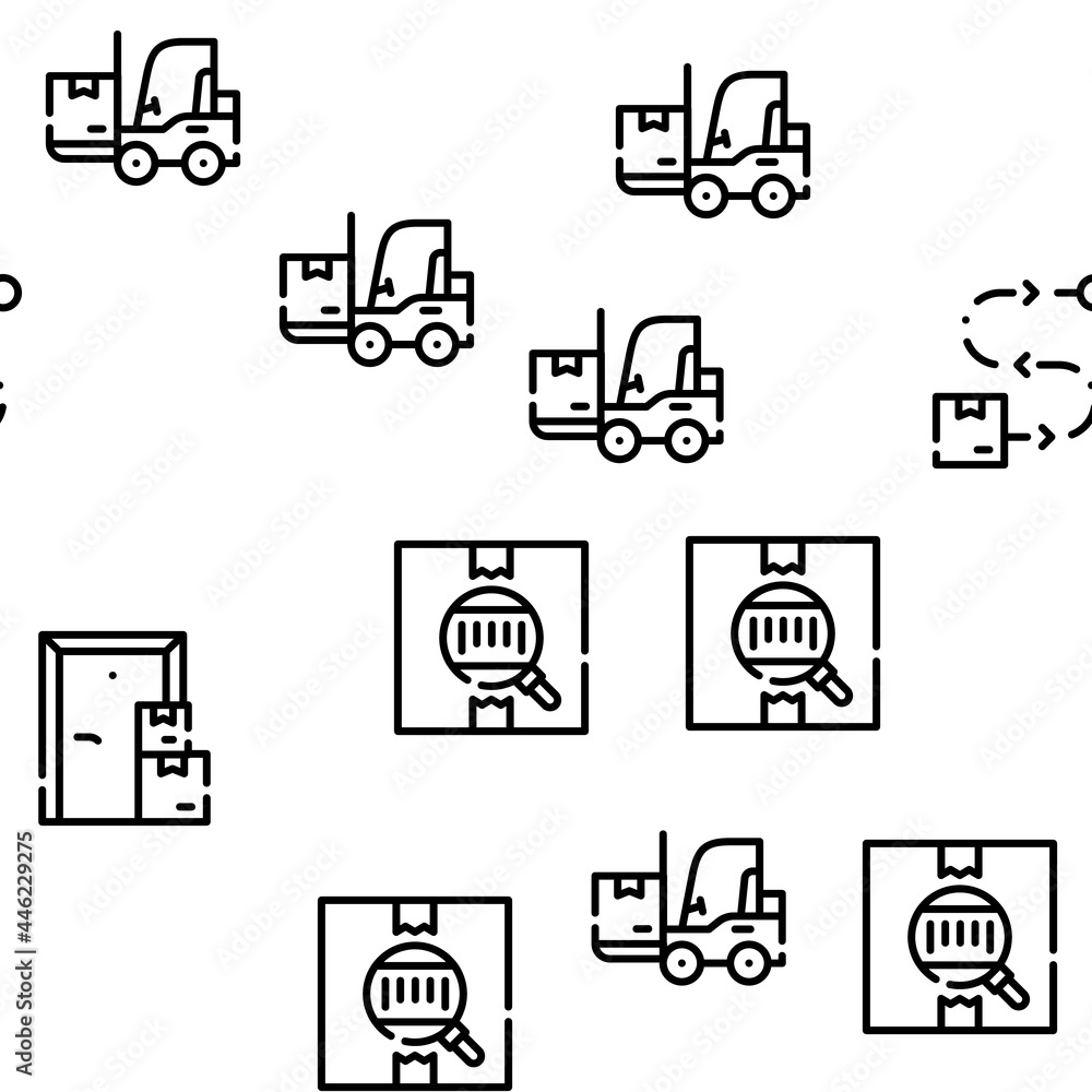 Logistics Service Vector Seamless Pattern Thin Line Illustration