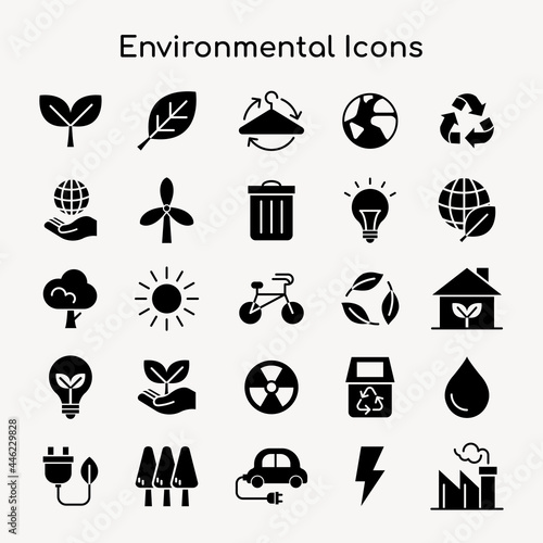 Environmental icons vector for business in flat graphic collection