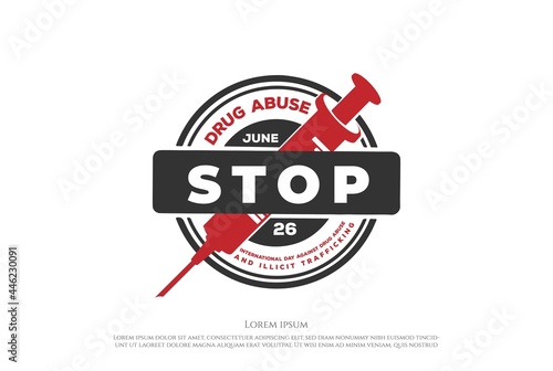 Circular Syringe for International Day Against Drug Abuse and Illicit Trafficking Logo Design Vector