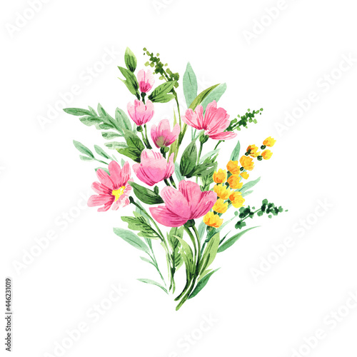 Watercolor flowers. Bouquet of flowers for the design of cards and congratulations. 