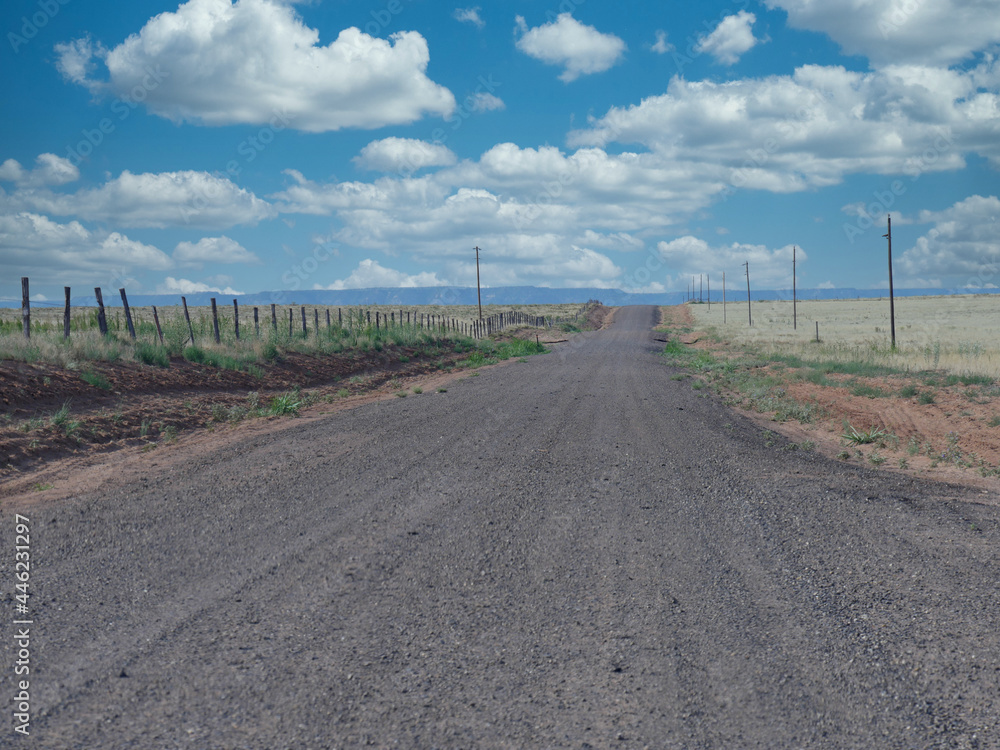 Unpaved granite road in New Mexico, USA.