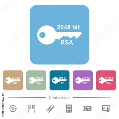 2048 bit rsa encryption flat icons on color rounded square backgrounds