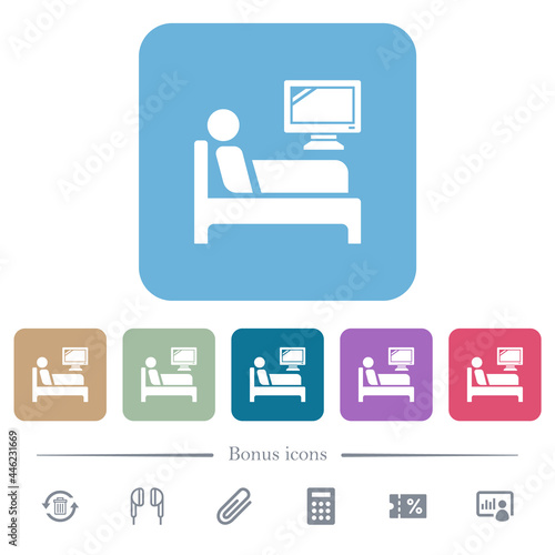 Hospital ward flat icons on color rounded square backgrounds