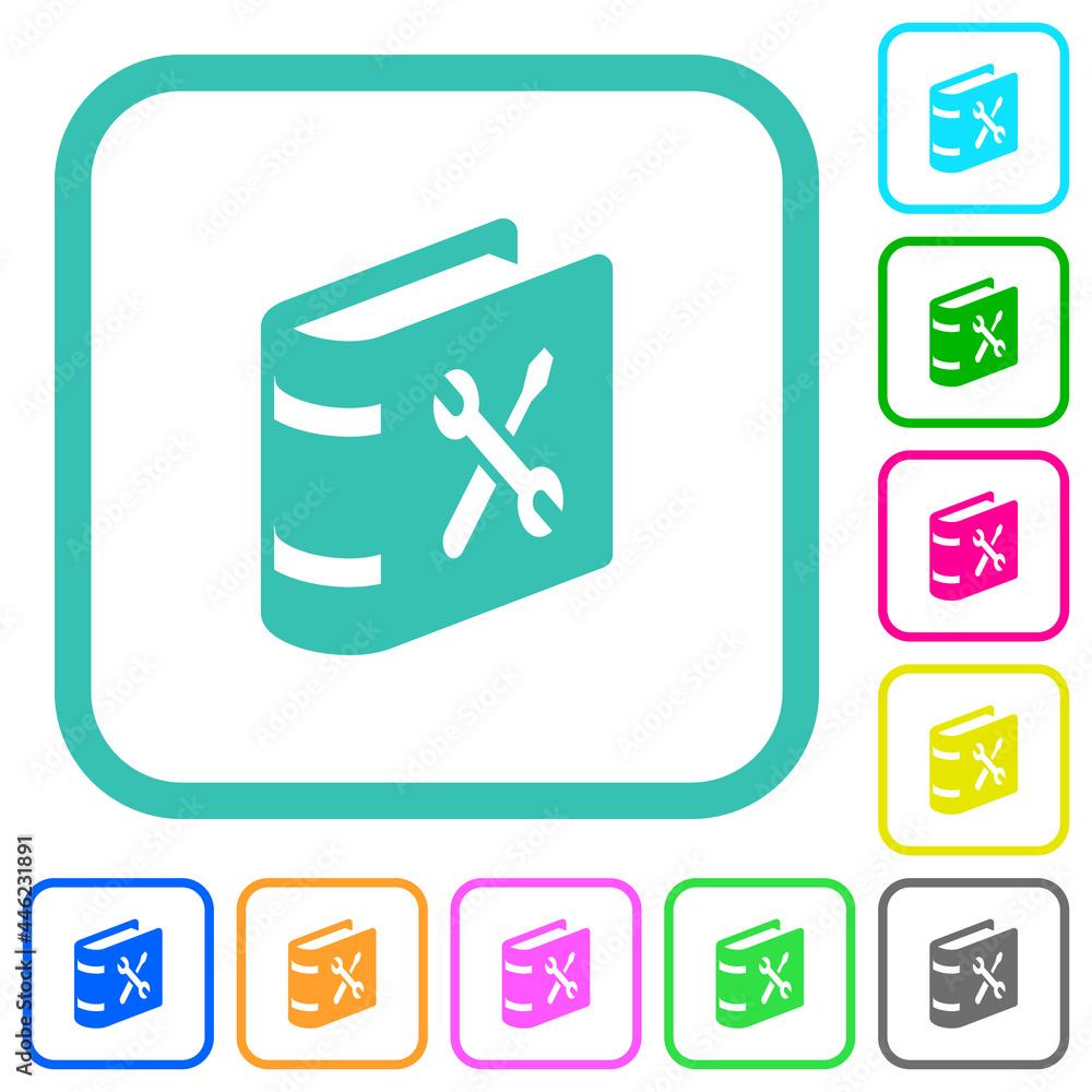 User guide with wrench and screwdriver vivid colored flat icons User guide with wrench and screwdriver vivid colored flat icons