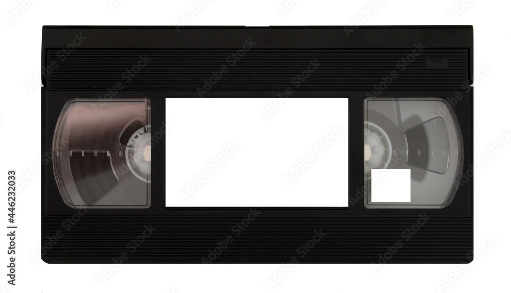 Isolated black film videotape. Space for recording on a cassette