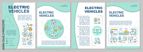 EV base propositions brochure template. Flyer, booklet, leaflet print, cover design with linear icons. Eco-friendly style. Vector layouts for presentation, annual reports, advertisement pages