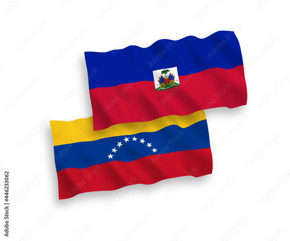 Flags of Venezuela and Republic of Haiti on a white background Flags of Venezuela and Republic of Haiti on a white background