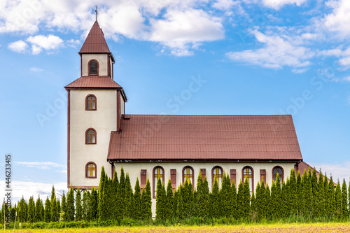 Fototapeta Naklejka Na Ścianę i Meble -  Parish country church Our Lady of Ostra Brama in Sedki village at Jezioro Selmet Wielki lake in Masuria region of Poland