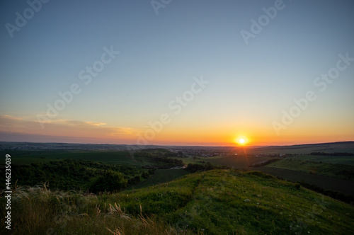 Beautiful summer landscape, sunrise in the countryside